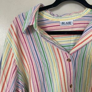 Vintage Rainbow Stripe Button Down Sz S/M